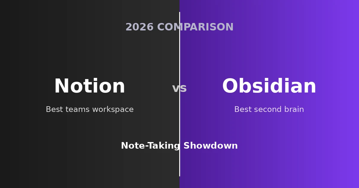 Notion vs Obsidian 2026 comparison cover